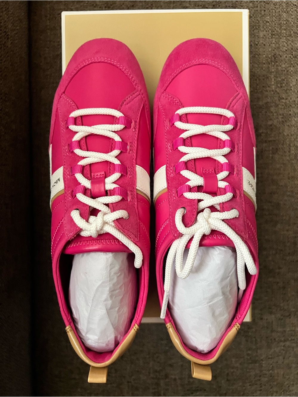Michael Kors Size 8 Women’s Keely Nylon Trainer Milos Raspberry New In Box - Picture 4 of 8